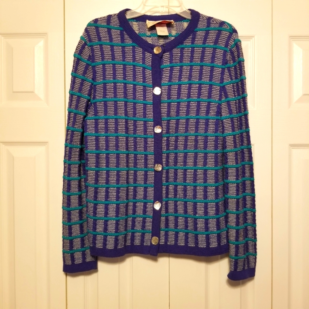 Vintage Castleberry Button Up Cardigan Sweater Graph Pattern